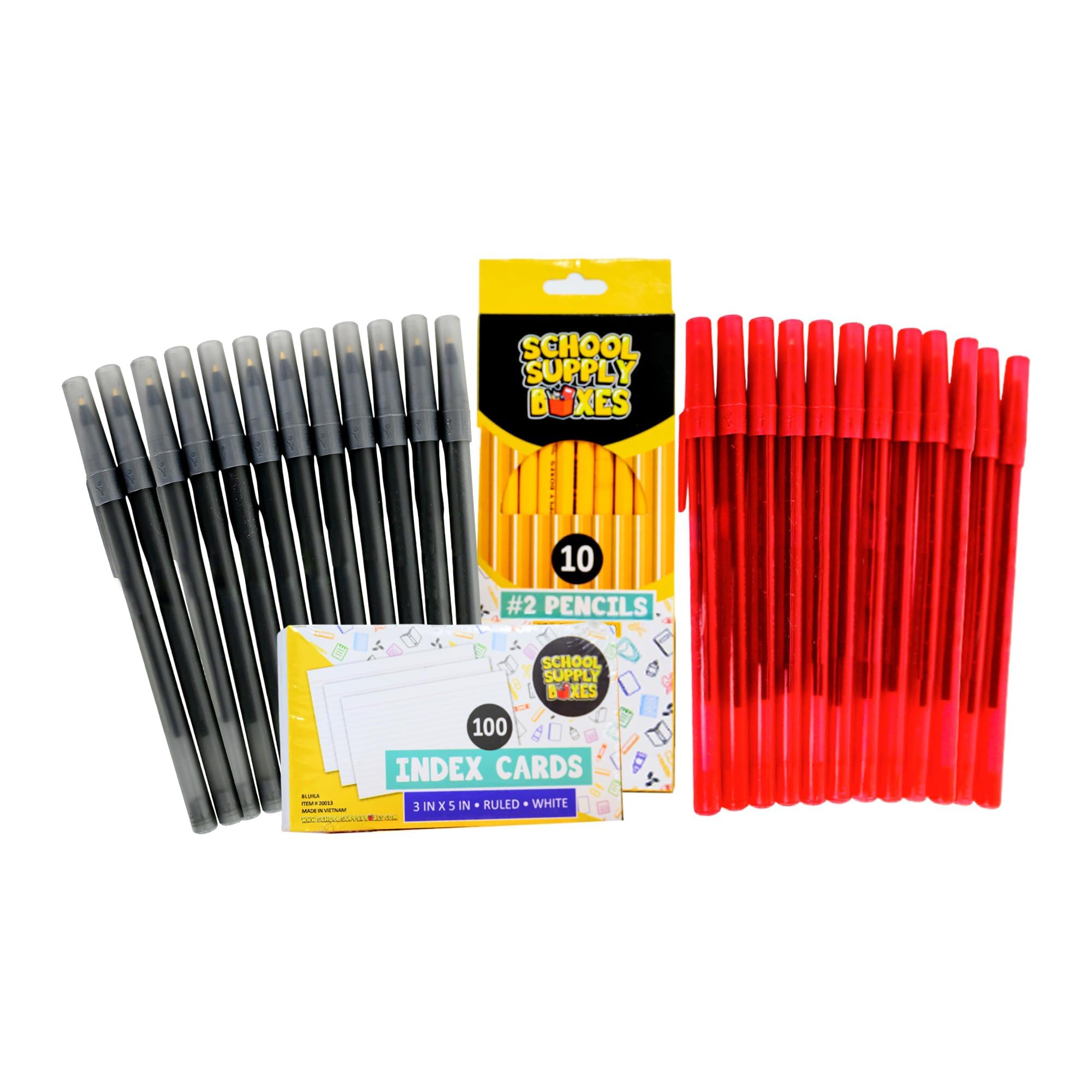 School Supply Boxes - Set per scrittura scolastica elementare, 1 scatola, 51 pezzi per scatola, elementi essenziali per il ritorno a scuola, include libri di composizione, fogli sfusi, schede indice