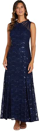 Robe De Soirée Bleue R&M Richards Taille 14 - Robe à Perles Longue - Occasion Très Bon état - Soirée Formelle