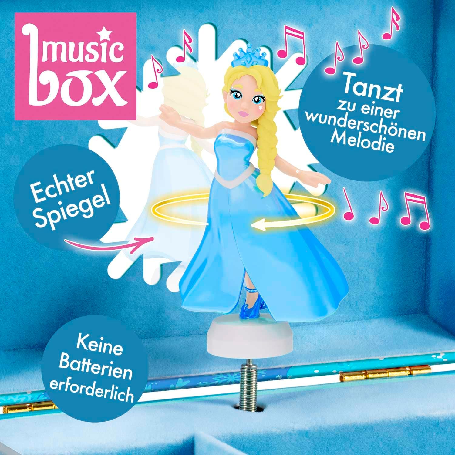 CRAZE Music Box Princess | Musical Box with Spinning Princess, Mirror and Drawer | Musical Jewellery Box for Girls with Classical Melody | Gift for Birthdays and Christmas
