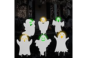 6-Piece Halloween Ghost Yard Signs with Stakes Decorations