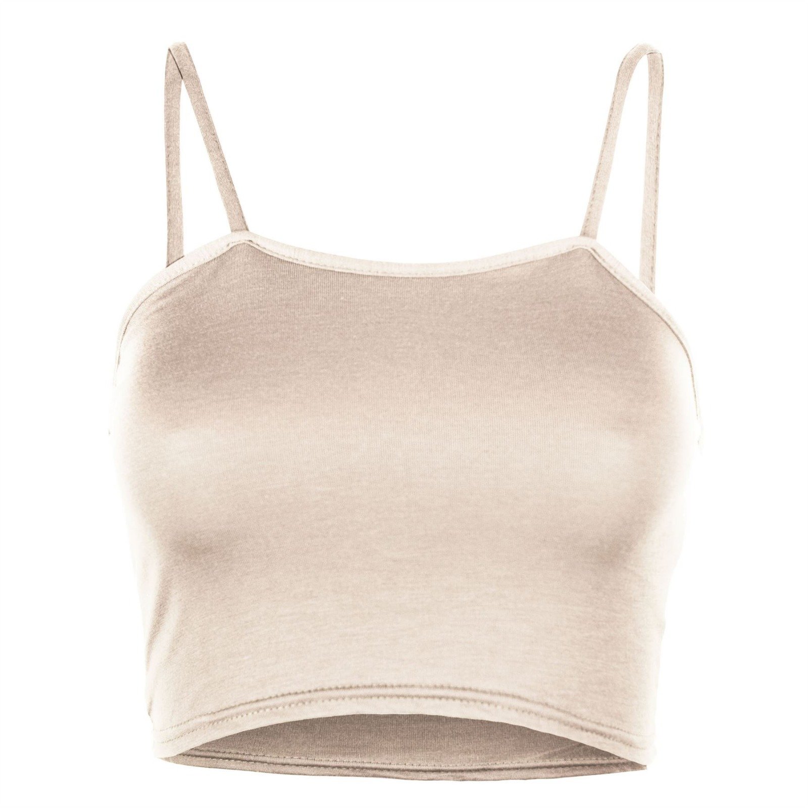 GirlzWalk Women's Ladies Crop Top Ladies Strappy Sleeveless Camisole Bralet Stretchy Vest (Stone, SM 8-10)