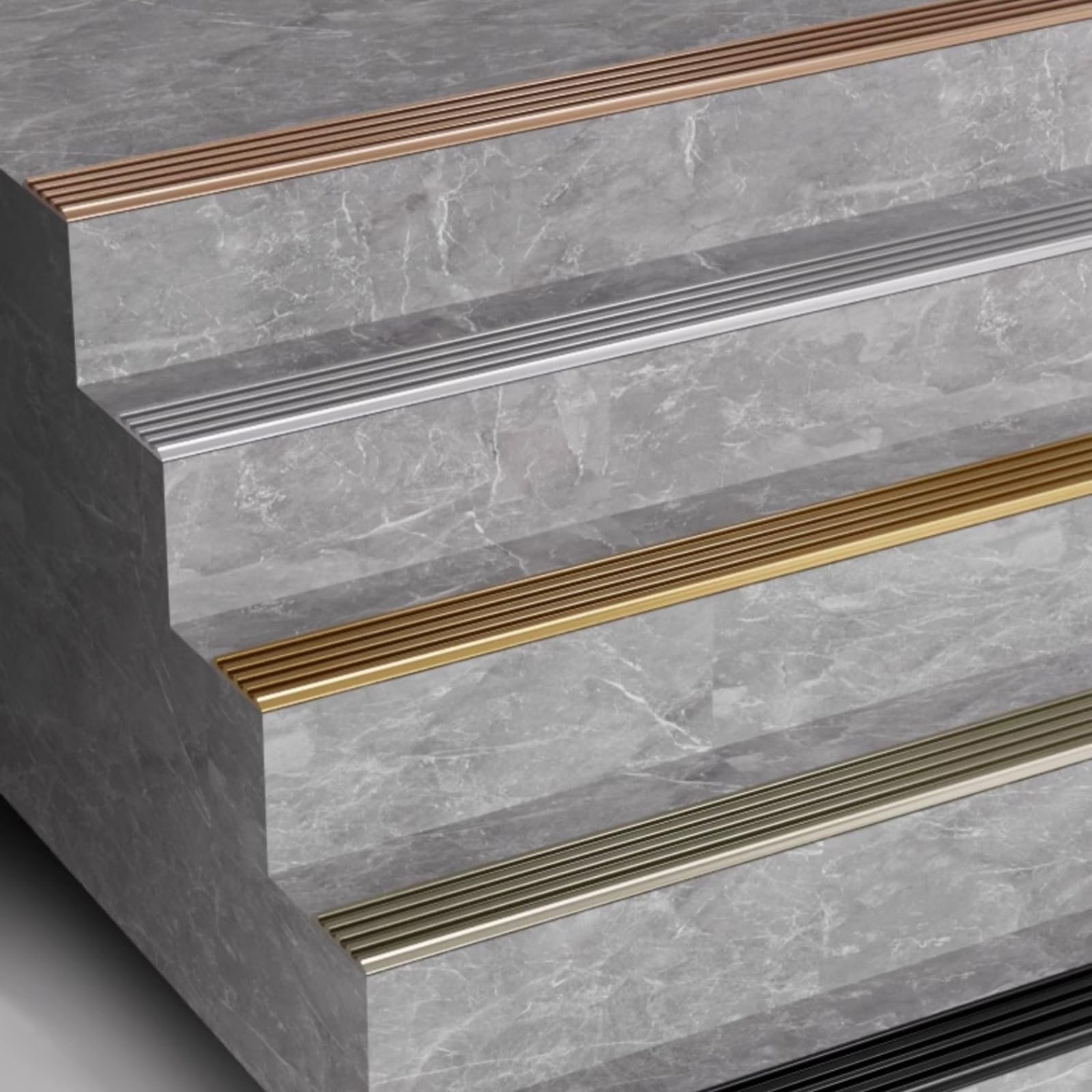 Perfil De Borde De Escalera Antideslizante 90CM – 3 Piezas Para Escaleras Interiores Y Exteriores, Tira Plana Para Seguridad Y Protección En Suelos Y Escaleras(Gold A,39.5mm)