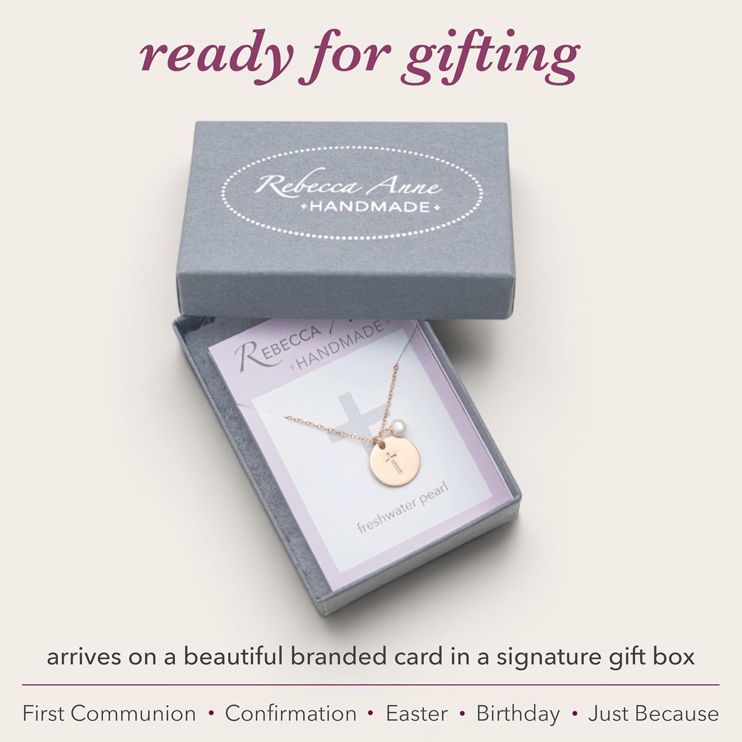 Dainty Cross Pendant Necklace with Freshwater Pearl, Adjustable Chain | A meaningful keepsake celebrating Christian faith, perfect for baptism, First Communion, confirmation, Easter, and Christmas
