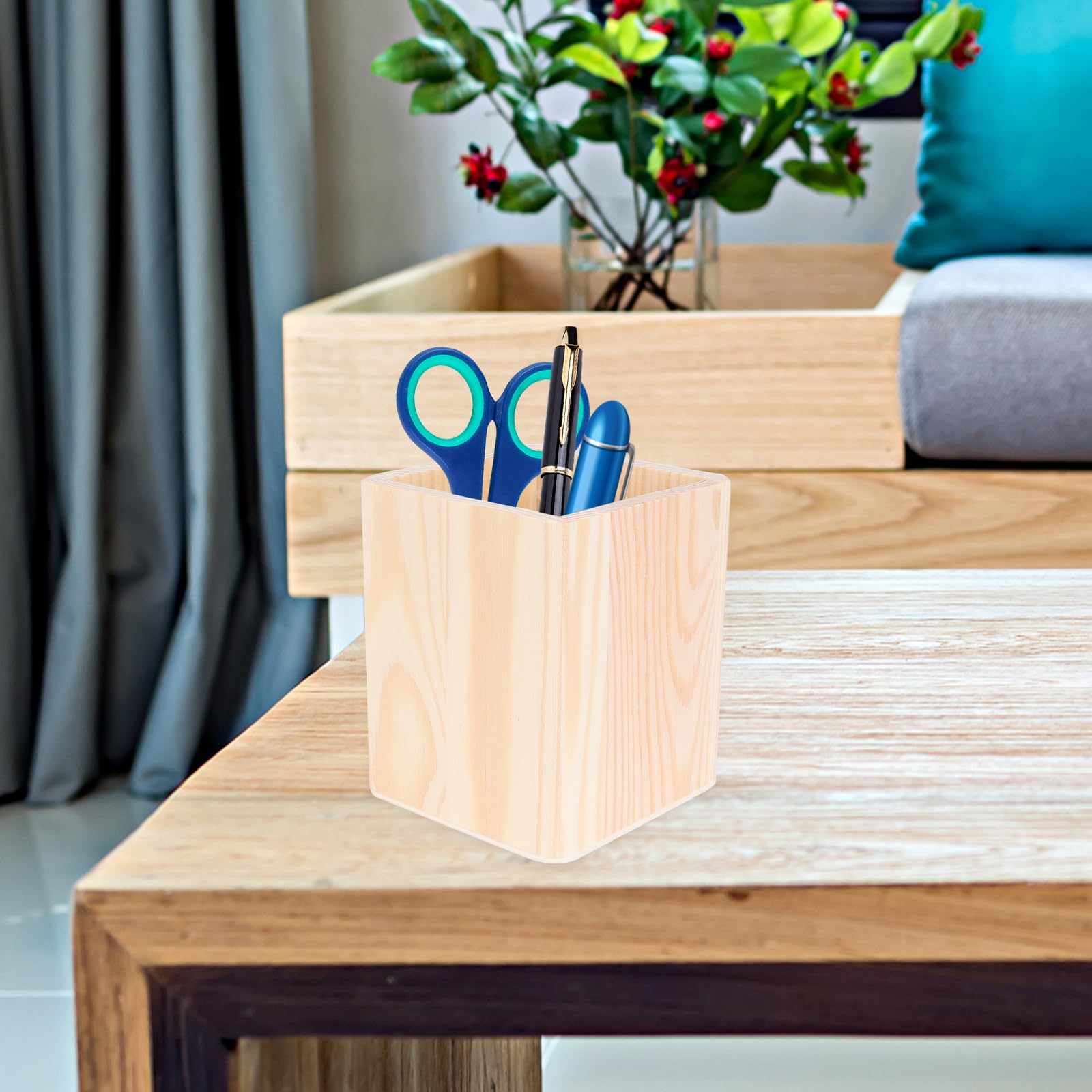 Cabilock Organizador De Oficina De Madera Con Compartimento Único 3.93X9.44X3.14In Contenedor Para Materiales Pequeños Caja Portalápices Sólido Ideal Para Escritorio Hogar Y Diy Graffiti