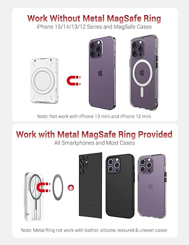 Miniatura 7 de PROfezzion 2 en 1 para soporte de cartera MagSafe, tarjetero magnético con bloqueo RFID, compatible con 4 tarjetas, cartera rígida desmontable para