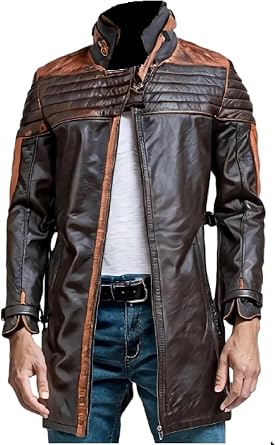 Brown Leather Cosplay Watch Dogs Cosplay Costume Gaming Coat