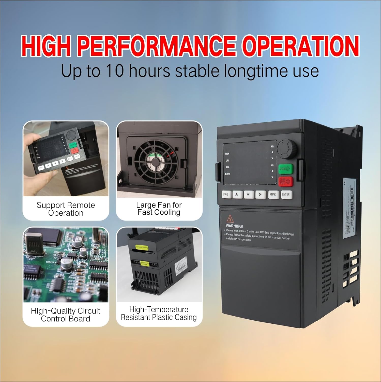 VFD 220V / 2.2KW 3HP 10A ，Single Phase 220V-240V Input to 3 Phase 220V-240V Output Variable Frequency Drive, VFD for AC Motor Speed Control ，Single-Phase Input, 3 Phase Output