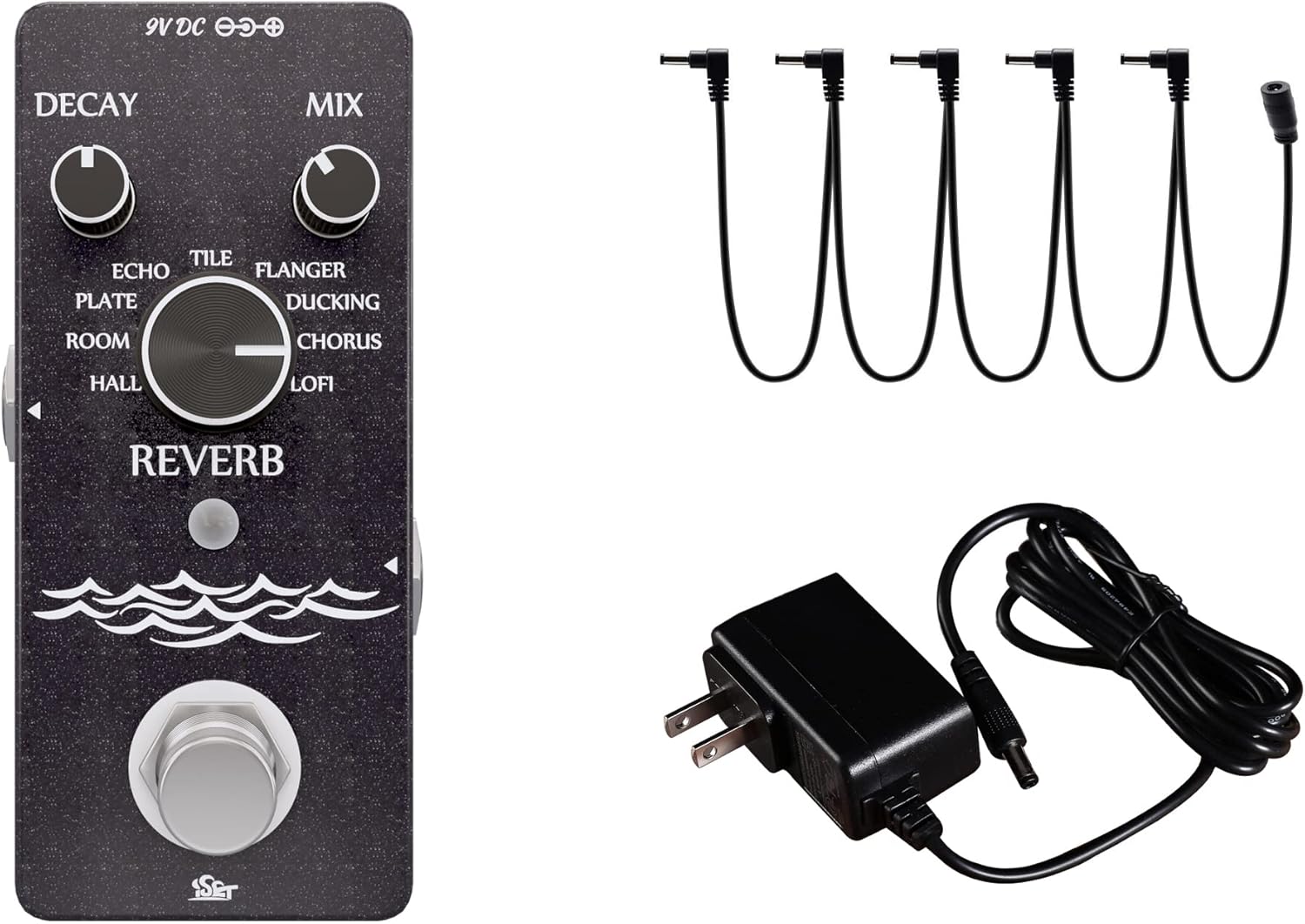 ISET Digital Reverb Guitar Pedal 9 Modes with 9V DC Pedal