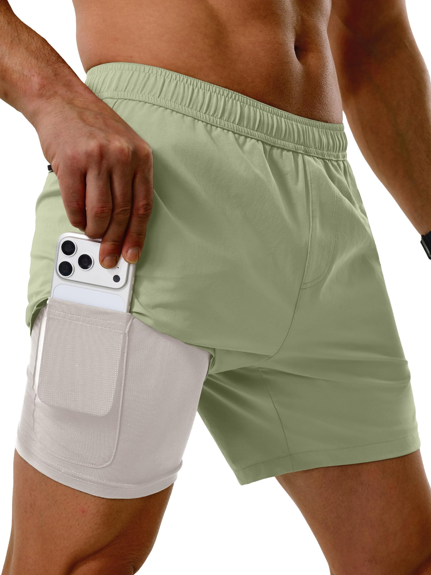 Comdecevis Mens Running Shorts 5 Inch Inseam Quick Dry 2 in 1 Lightweight Gym Workout Athletic Shorts