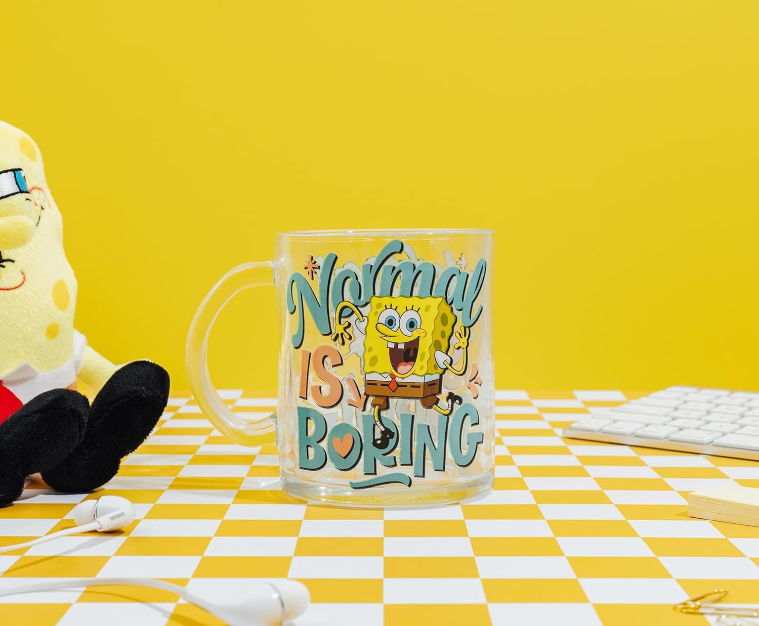 Silver Buffalo SpongeBob SquarePants “Normal is Boring” Glass Coffee Mug, 17.5 Ounces - Image 8