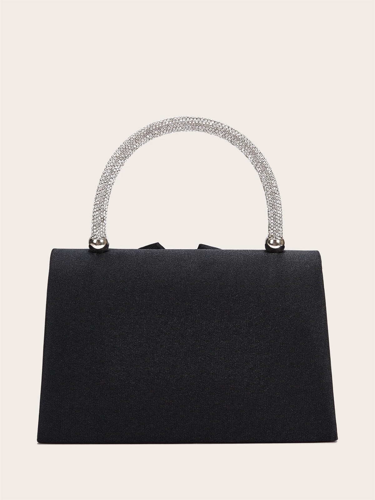 Bolso de mano de noche for mujer, bolso de mano con lazo de seda, bolso de mano con decoración, bolso de hombro cruzado, bolso de mano con asa y diamantes de imitación brillantes, bolso de mano for fi