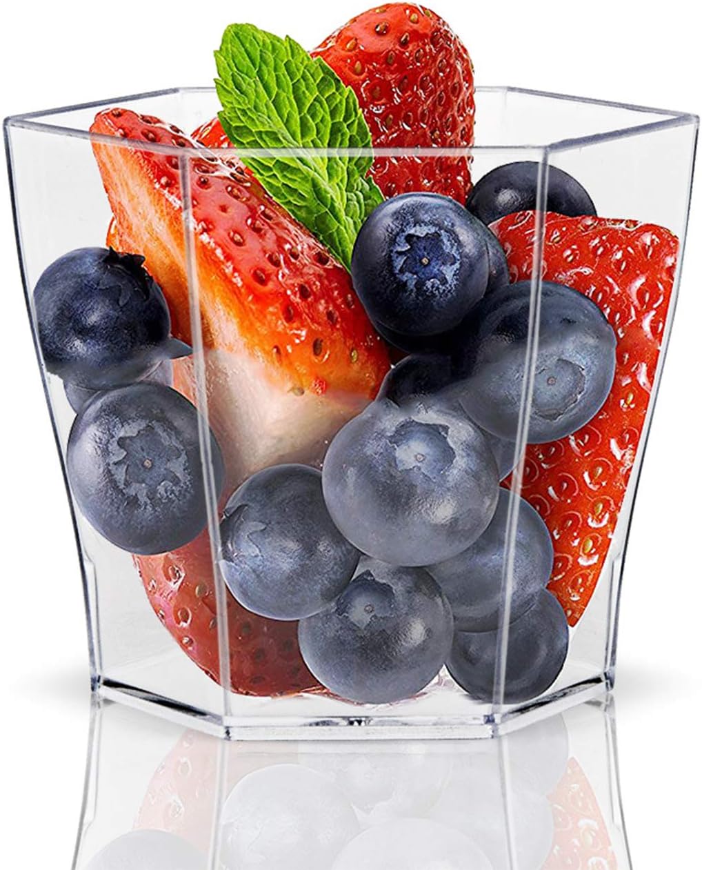 Plastic Dert Cups Plastic Spoons - Hexagonal Mini Bowl Disposable