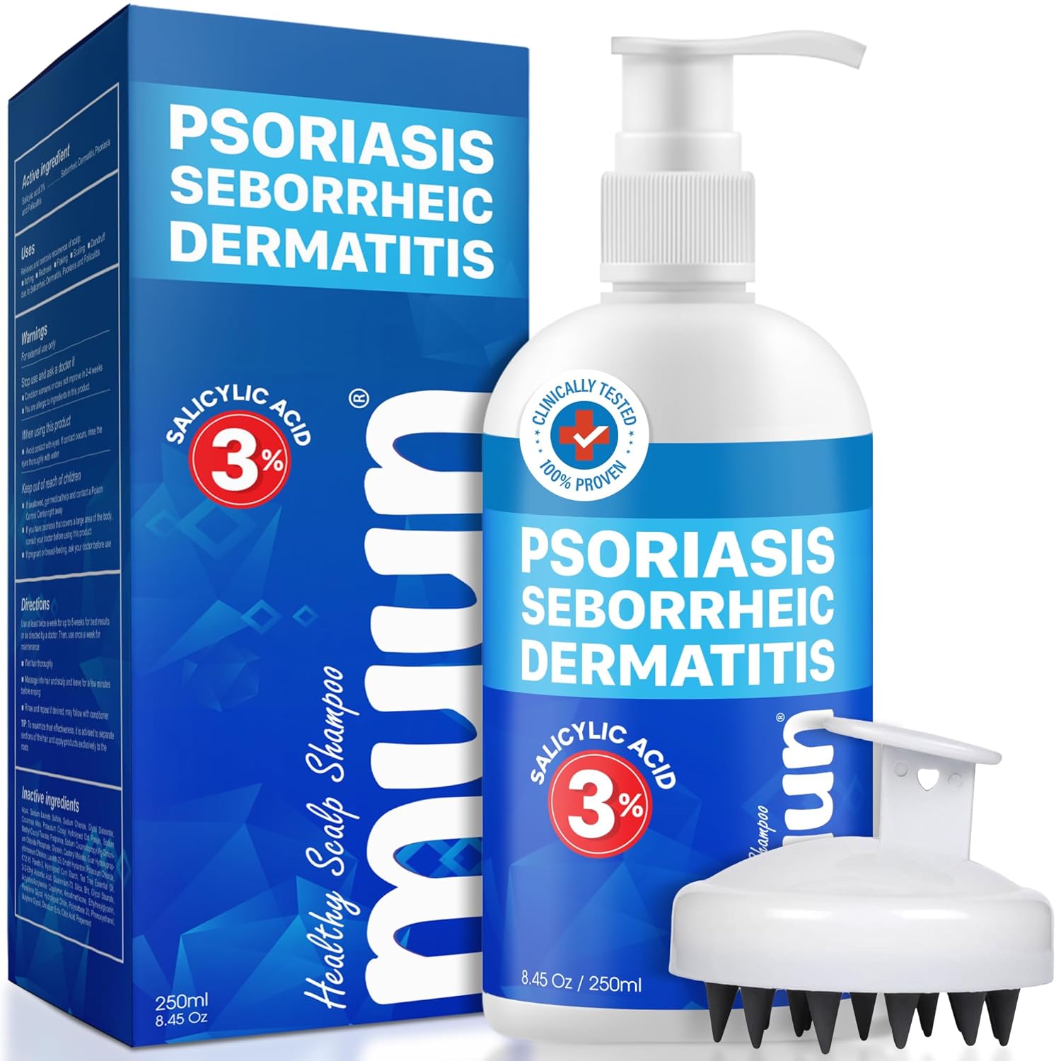 Muun Psoriasis Shampoo Seborrheic Dermatitis Shampoo – Dandruff & Folliculitis Treatment – Fast Dry Itchy Scalp Relief – Anti Dandruff Shampoo – Scalp Massager Included Muun Psoriasis Shampoo Seborrheic Dermatitis Shampoo – Dandruff & Folliculitis Treatment – Fast Dry Itchy Scalp Relief – Anti Dandruff Shampoo – Scalp Massager Included