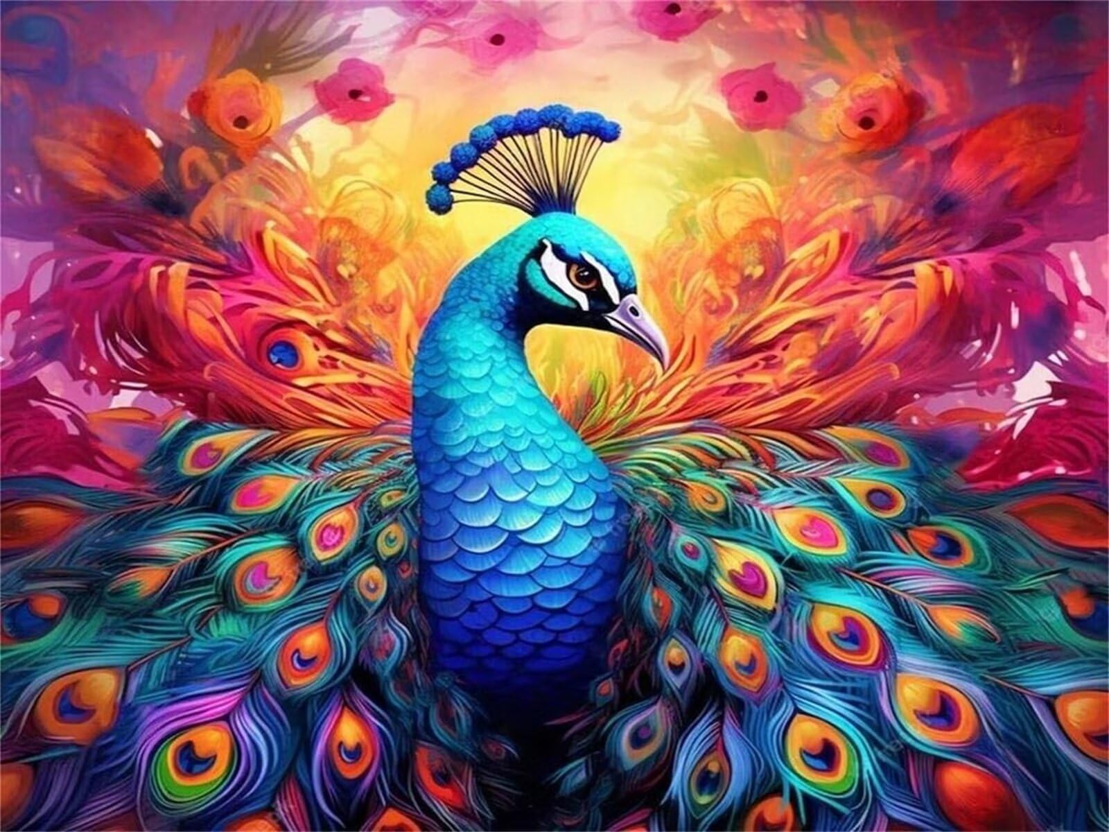 Dipingere con i Numeri Adulti,Animale Pavone Pittura di Numeri a Olio Fai da Te kit di pittura acrilica per adulti Bambini,Con Pennelli e Colori Acrilici per casa Decora Regalo con Telaio,45x60cm