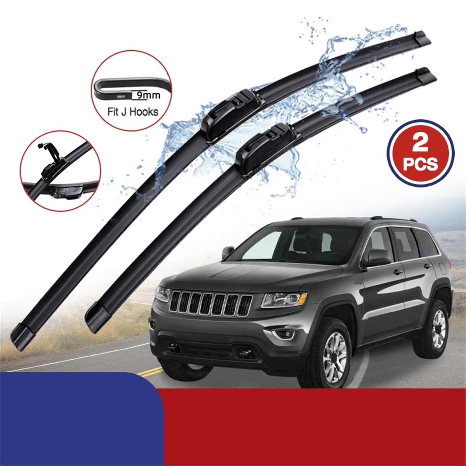 Limpiaparabrisas De Coche Compatible Con Jeep Para GrandCherokee Para WK2 2013-2020 Limpiaparabrisas De Coche Sin Hueso De Goma Suave Para Tipo U Automotriz Silencioso HD 22"+21"