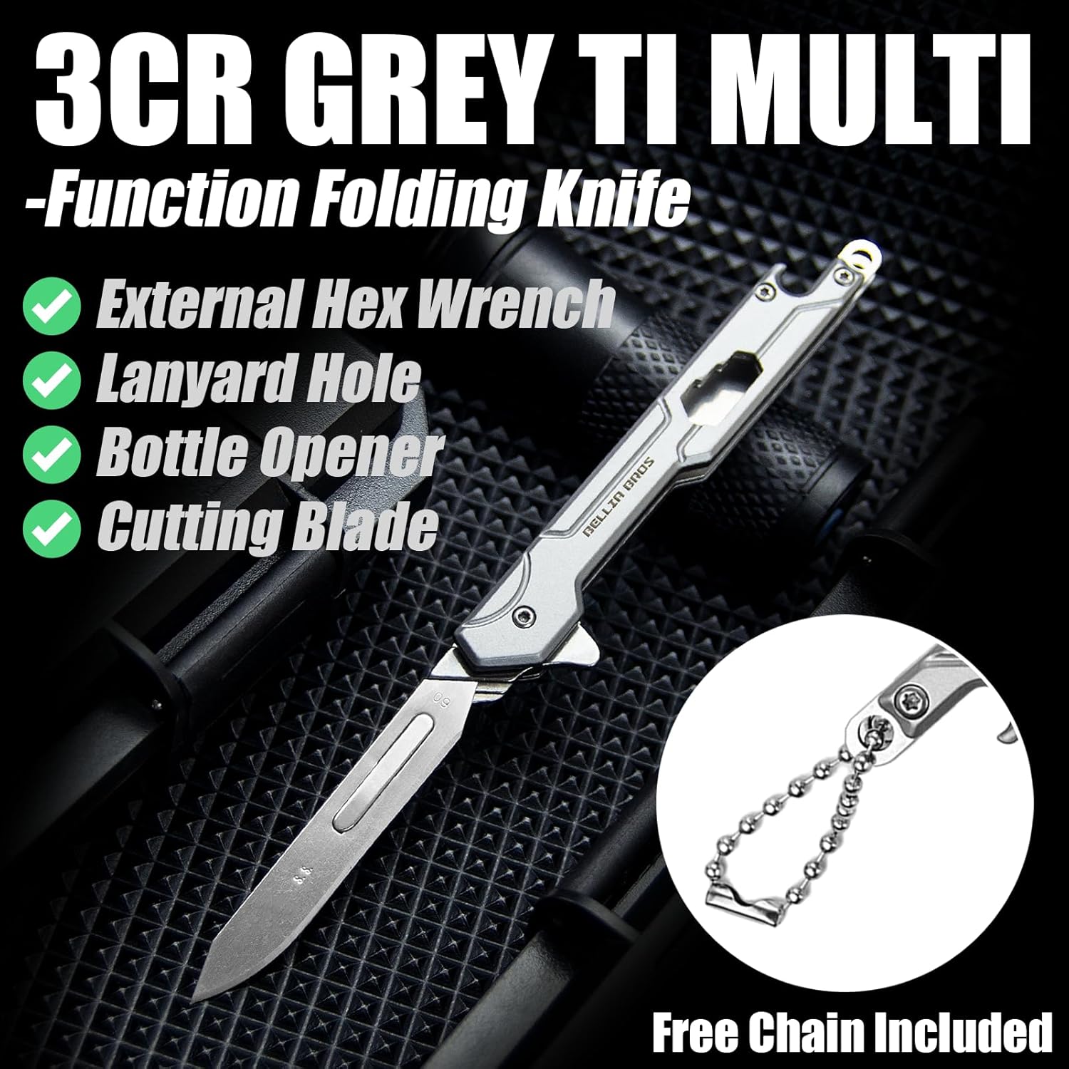 EDC Folding Pocket Knife, Bottle Opener Scalpel Utility Knives Small Keychain Knives for Men Outdoor with 10pcs #60 Replaceable Blades
