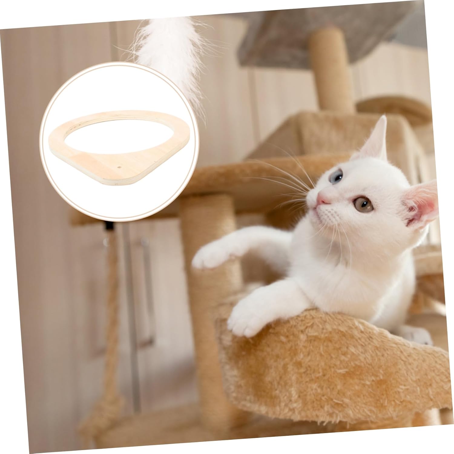 Happyyami Wooden Cat Tree Post Part Cat Perch Frame Detachable Frame for Scratch Post