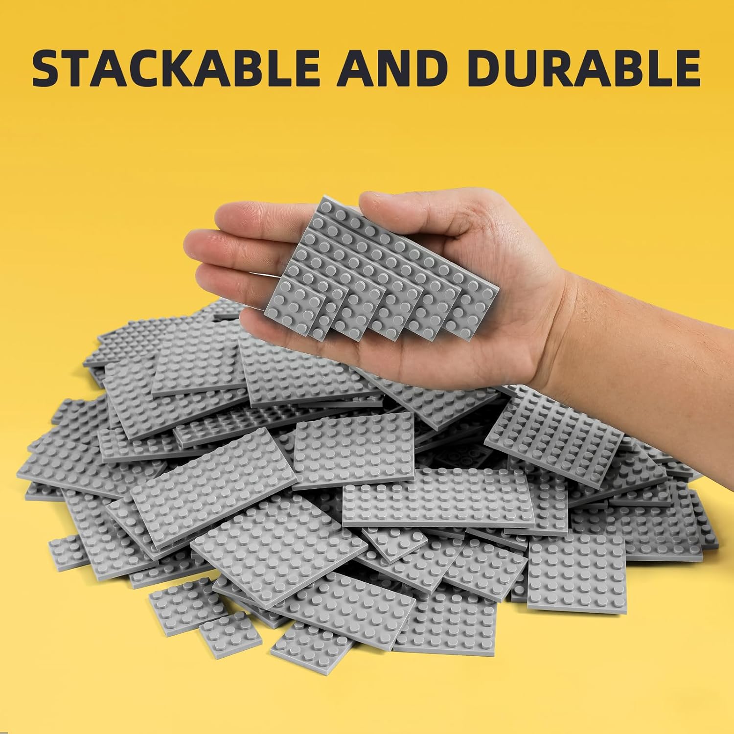 150 Pieces Small Base Plate Sets, Classic Flat Pieces for Moc Building, 12 Size DIY Building Boards - Compatible with All Major Brands, Light Grey