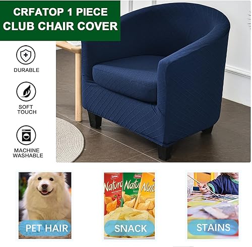 Miniatura 7 de CRFATOP Funda de 2 piezas para silla de bañera, funda de sillón impresa, funda de sillón redonda suave, funda protectora de muebles con parte