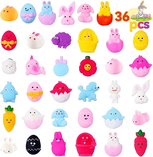 Miniatura 1 de Vanblue 36 piezas rellenas de cesta de huevos de Pascua, juguetes blandos Mochi de Pascua, regalos para niños, alivio del estrés, juguetes kawaii