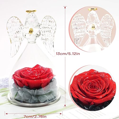 Miniatura 9 de Miofula Regalos para el día de San Valentín, regalos de cumpleaños para mujeres, rosa preservada en cristal, figuras de ángel para esposa, mamá,