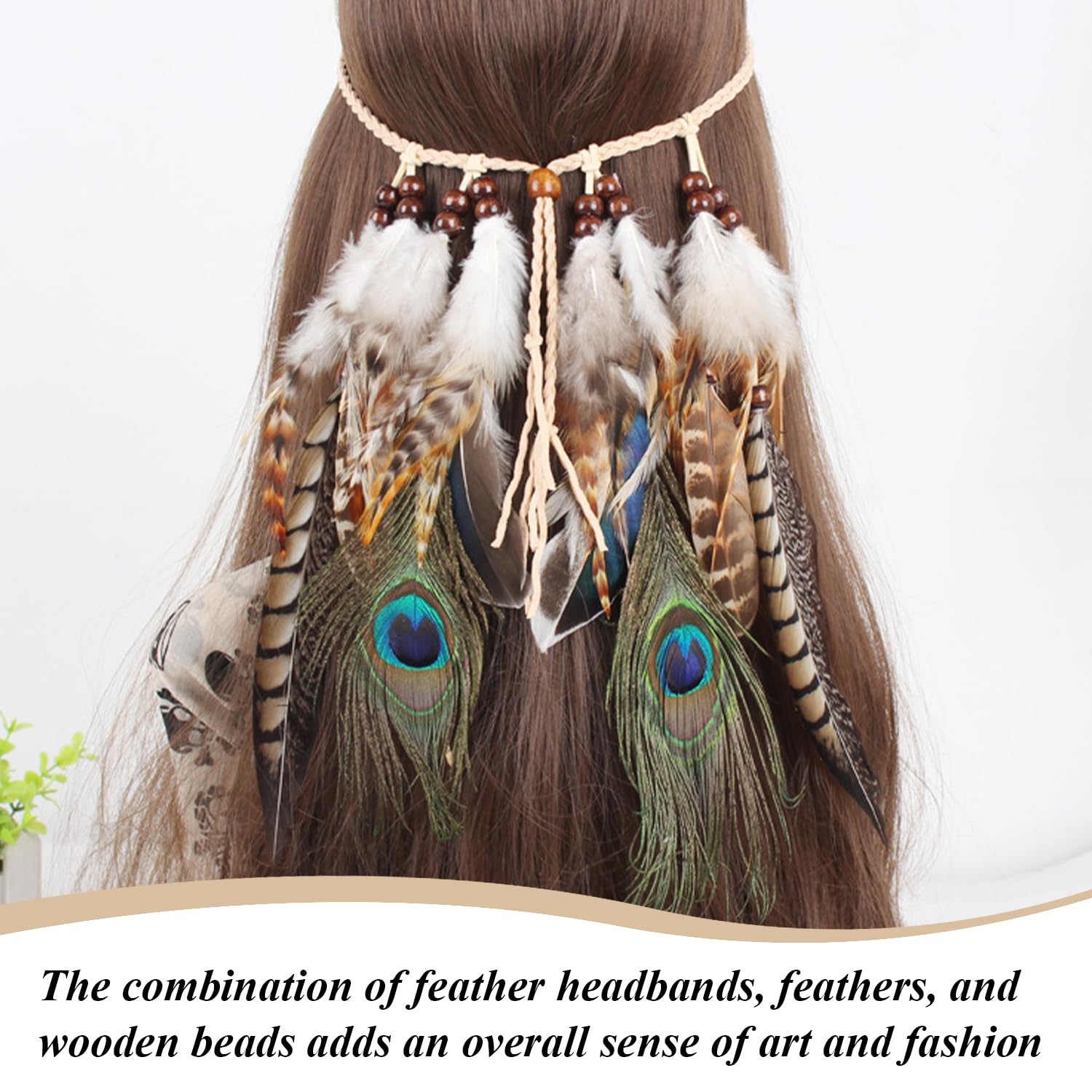 NIDHFG 1 Feather Hairband And 1 Feather Hairpin, Retro Creative Hair Accessories, Cosplay Accessories, Bohemian Hair Accessories - Image 4