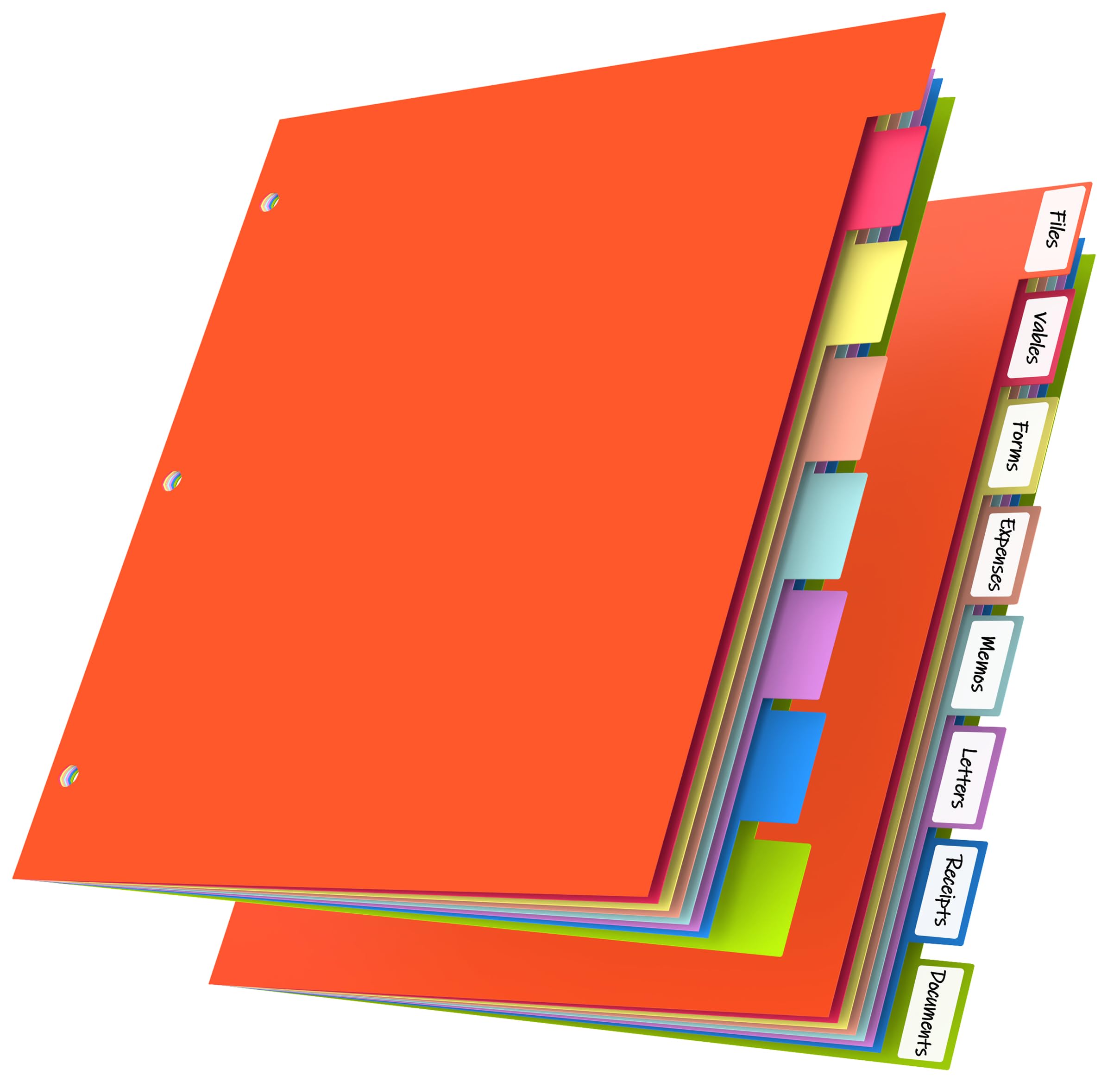 HABGP 16Pcs/2 Set 8 Tab Dividers for 3 Ring Binder, 16 Pcs Multicolor 3 Ring Binder Dividers with Tabs, Page Folder Dividers, Plastic Tabbed File