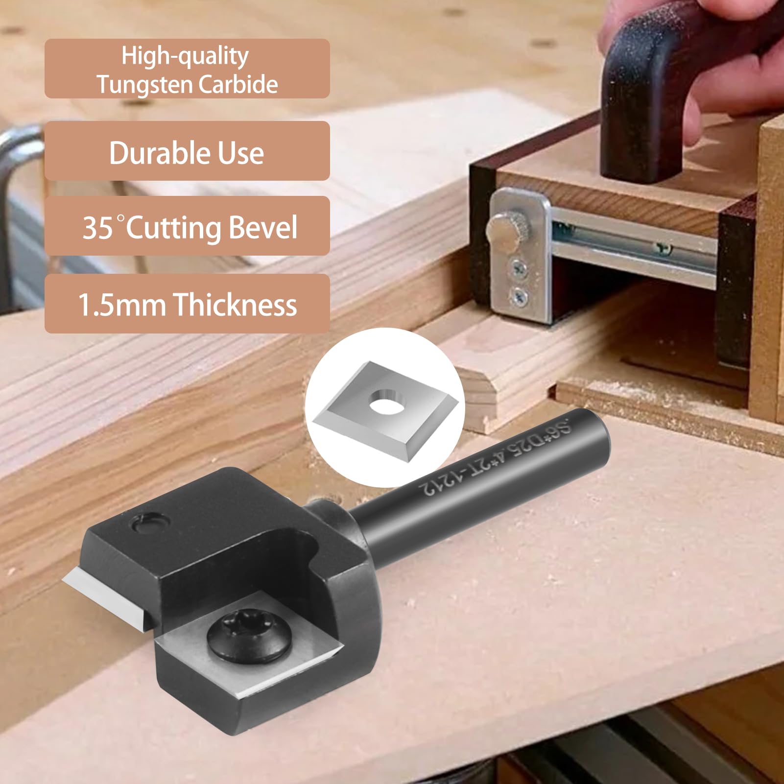 Fresa Per Piallatura 6 Mm Con Lama In Metallo Duro - Diametro 25,4 Mm, 4 Lati Usabili, Per Legno E PVC - Foto 4