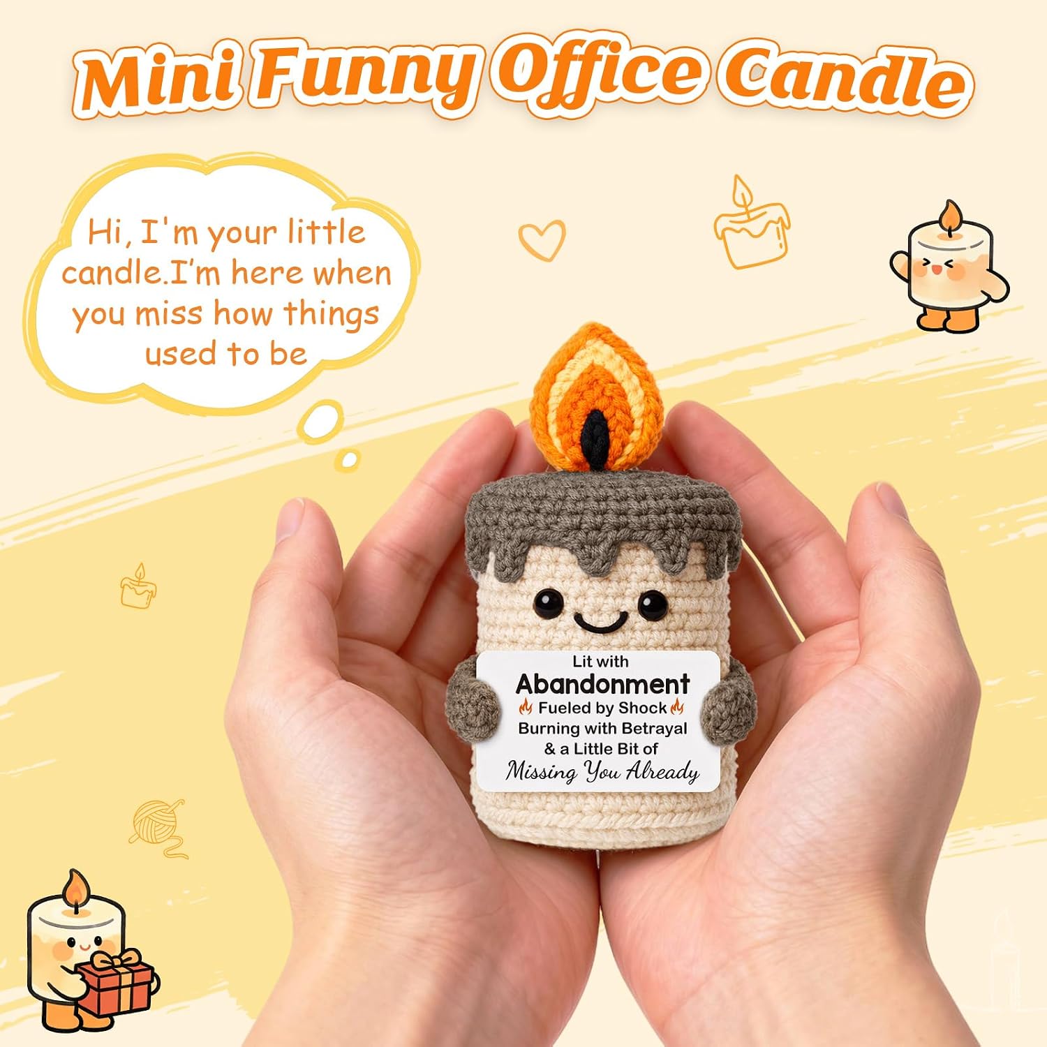 Sarcastic Farewell Gifts for Coworker, Missing You Crochet Candle