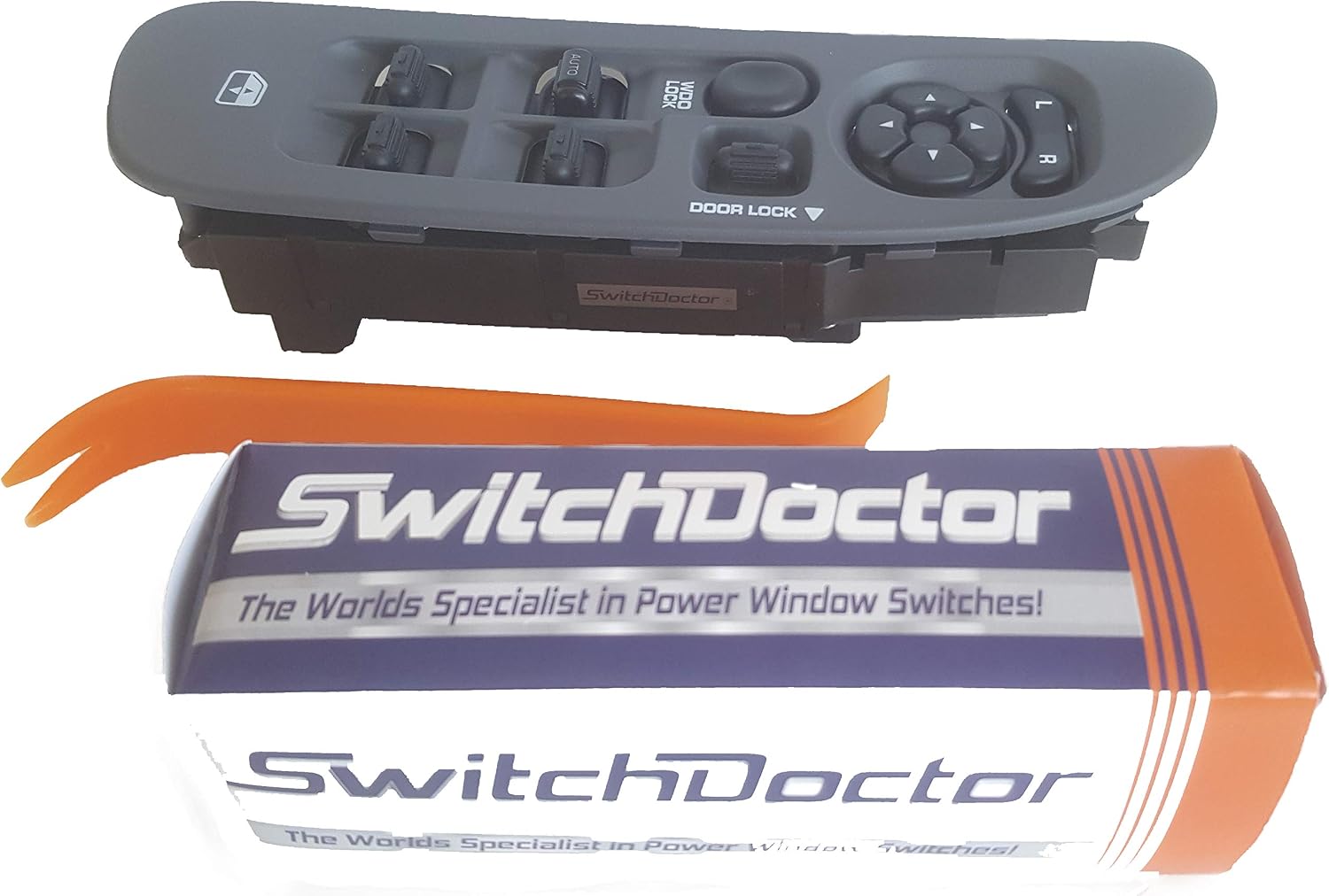 SWITCHDOCTOR Fully Assembled Window Master Switch & Gray Bezel Set for 2002-2008 Dodge Ram