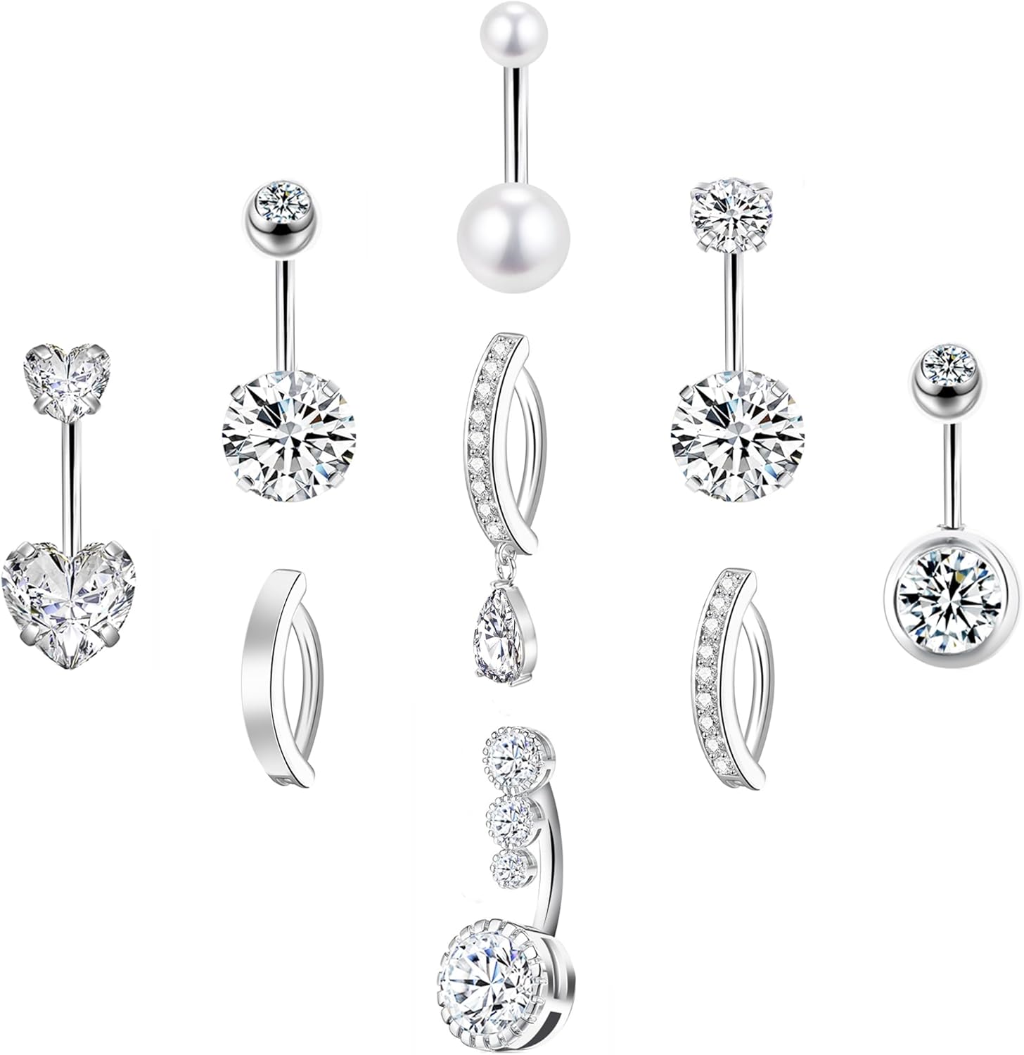 LEE&RO Gold Belly Button Ring for Women - Surgical Steel Navel Piercing Jewelry 14G