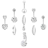 LEE&RO Gold Belly Button Ring for Women - Surgical Steel Navel Piercing Jewelry 14G