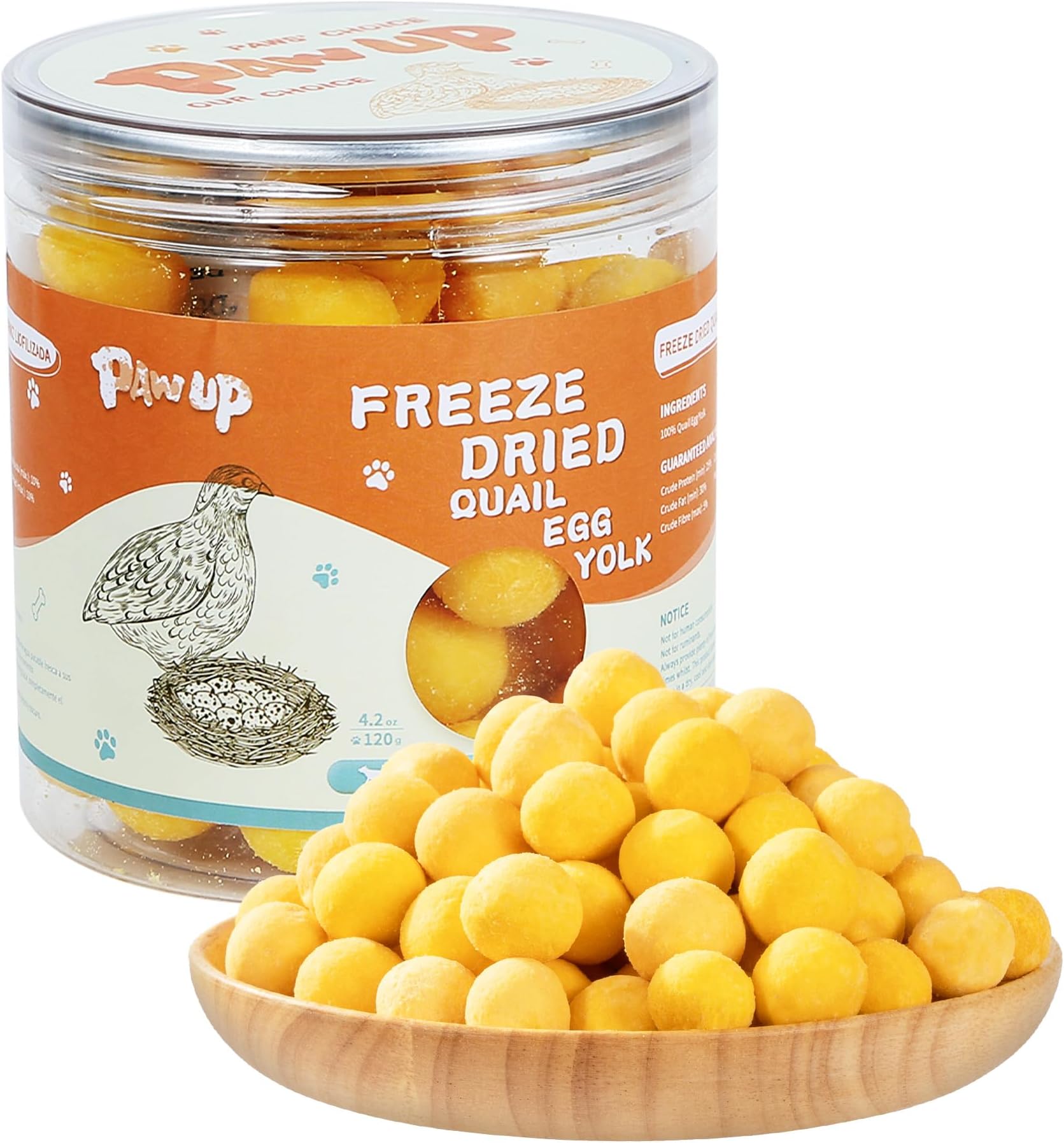 Freeze Dried Quail Egg Yolk Pet Treats, Freeze-Dried Pet Food for Dogs, Cats, Pure Fresh Ingredient, 4.2 oz, Rawhide Free, Gluten&Grain Free