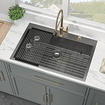 Kichae 33 Inch Black Kitchen Sink Drop In Stainless Steel 16 Gauge