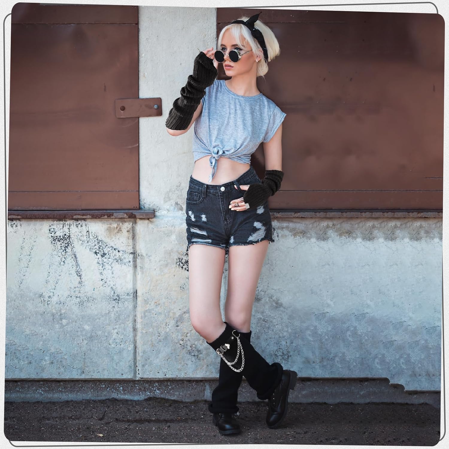 Leg and Arm Warmers Set for Girls with Leg Harness Belt Cute Legwarmers Japanese Socks Kawaii Lolita Winter Accessories - Image 6