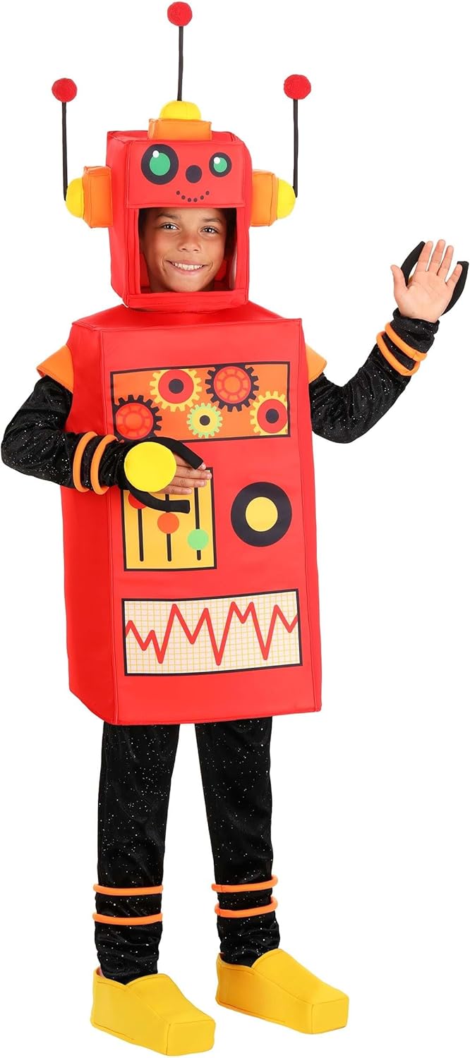 Kids Wonder Robot Costume | Tunic with Pants, Headpiece and Shoe Covers for Halloween Dress Up and Sci Fi Fun