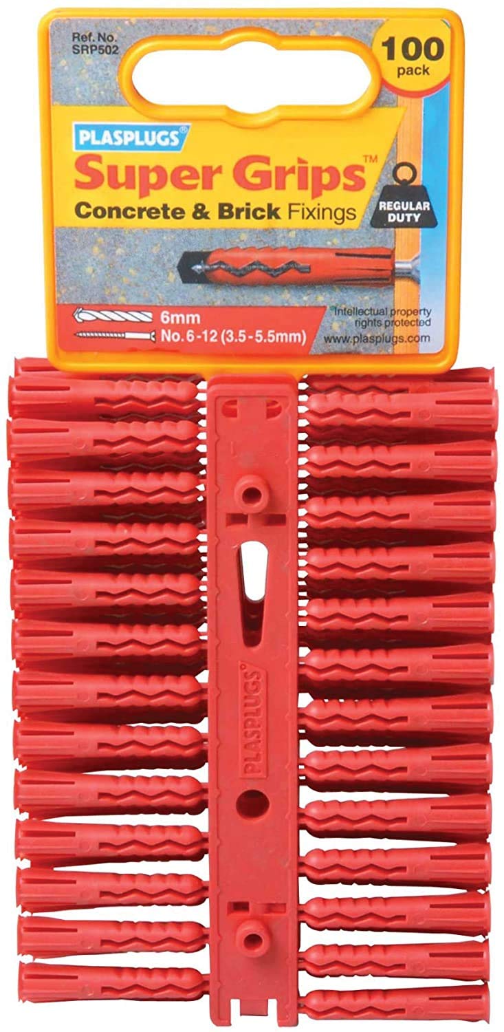 Plasplug 2 x Supergrip Fixings - Red (Pack of 100)