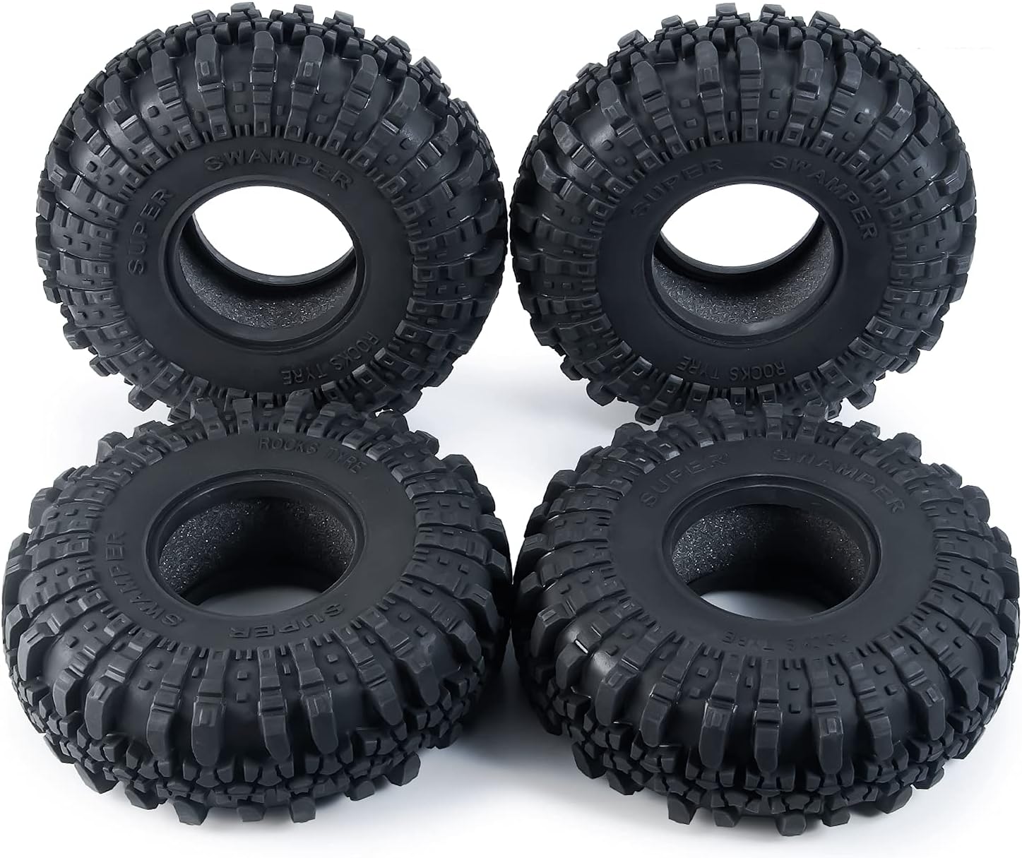 Maleonn 4PCS Rubber RC 2.2 Beadlock Wheels Tires 137MM for 1/10 Scale SCX10 D90 Wraith 90048 90018 RR10 RC Crawler Car Accessorie
