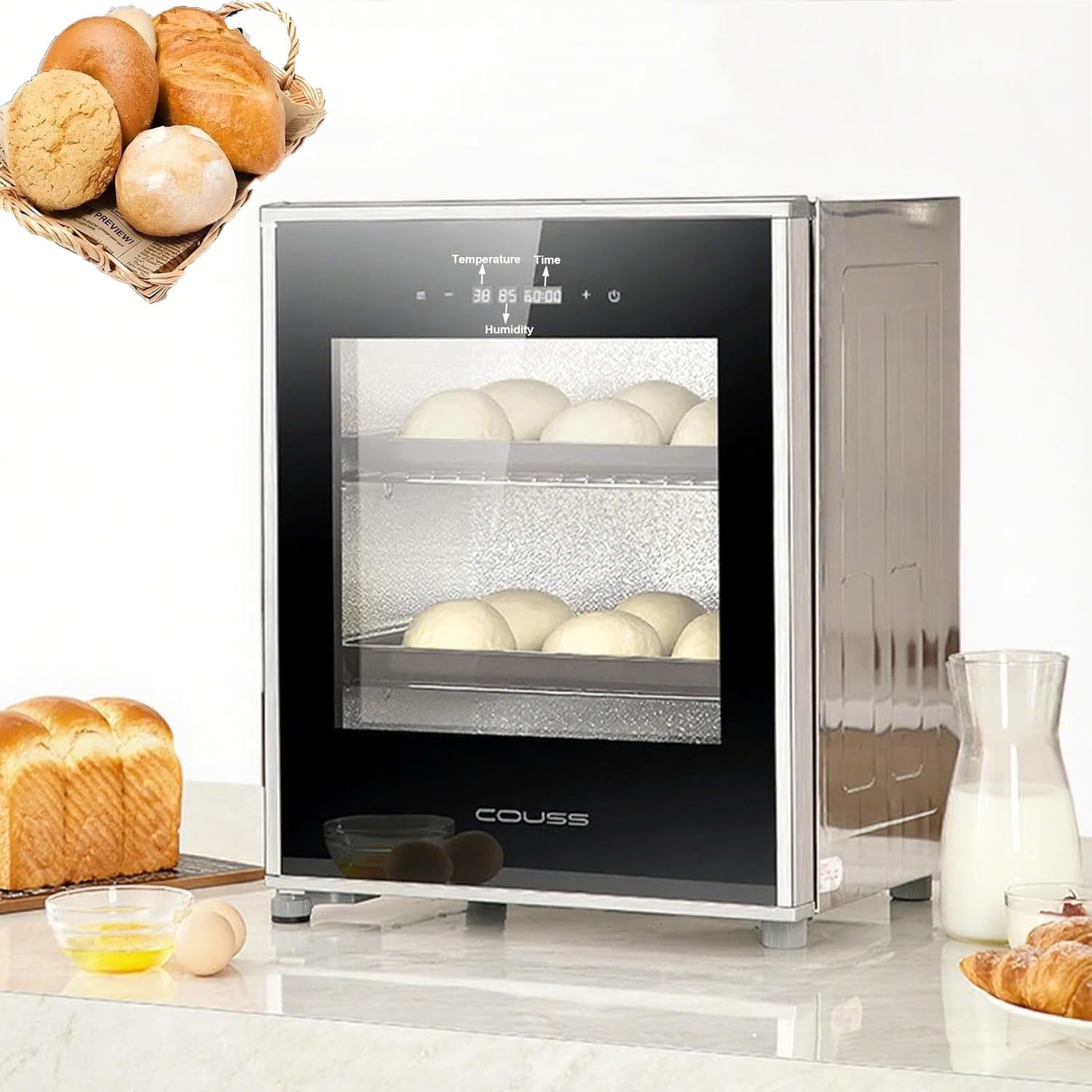 Ljlxanthiper Multicolor Commercial-Grade Dough Proofing Box,40L Baking Machine For Even Fermentation,Removable Electric Dough Proofer,Timing Function,For Baking,Fermentation,Yogurt Making