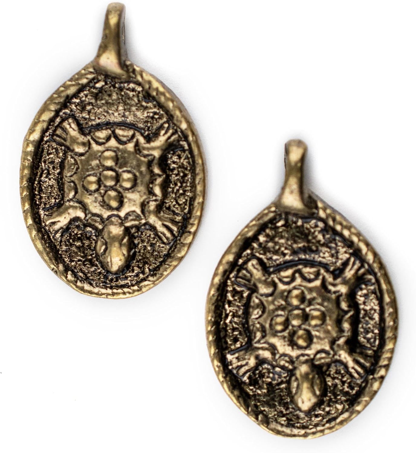 The Bead Chest Ghana Brass Turtle Charm Pendant (18x30mm)