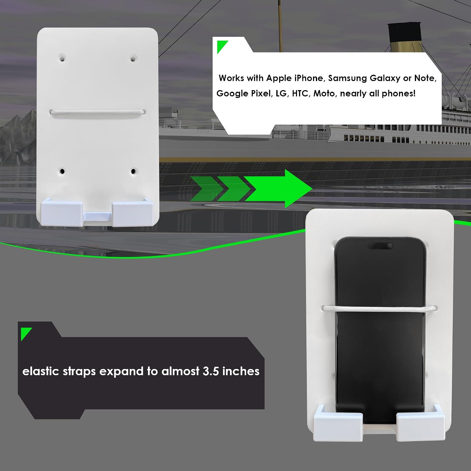 White Dash Mount Phone Holder, Boat Plastic Phone Holde,Marine Dash Accessory Perfect for Boat Center Consoles