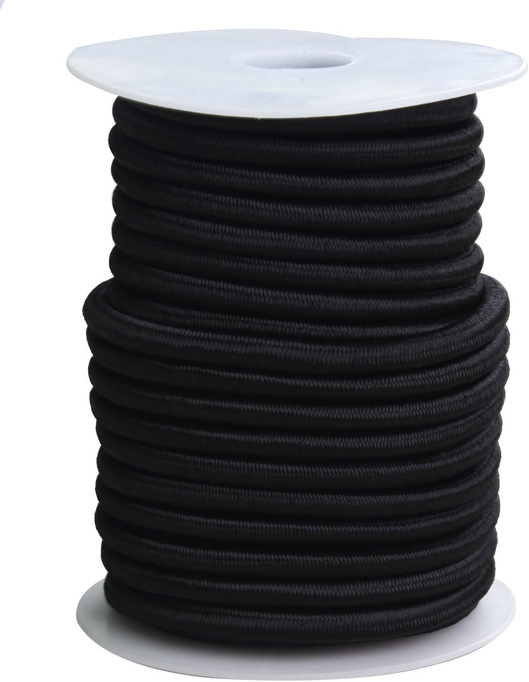 CARTMAN 1/4“ Marine Grade Elastic Cord Crafting Stretch String, 40kg x 50ft, with 4 More Hooks, for Camping, Kayak Deck, Crafting Black Color