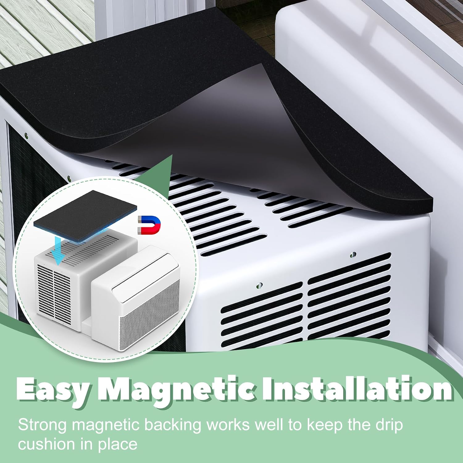 Drip Cushion for U-Shaped Window Air Conditioner, Air Conditioner Rain Cover with Magnetic Backing for U-Shaped 8,000/10,000/12,000 BTU Unit, Stops Noise from Raining