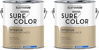 Rust-Oleum 2-Pack of 1 gal 380222 Soft Beige Sure Color Interior Paint + Primer, Eggshell