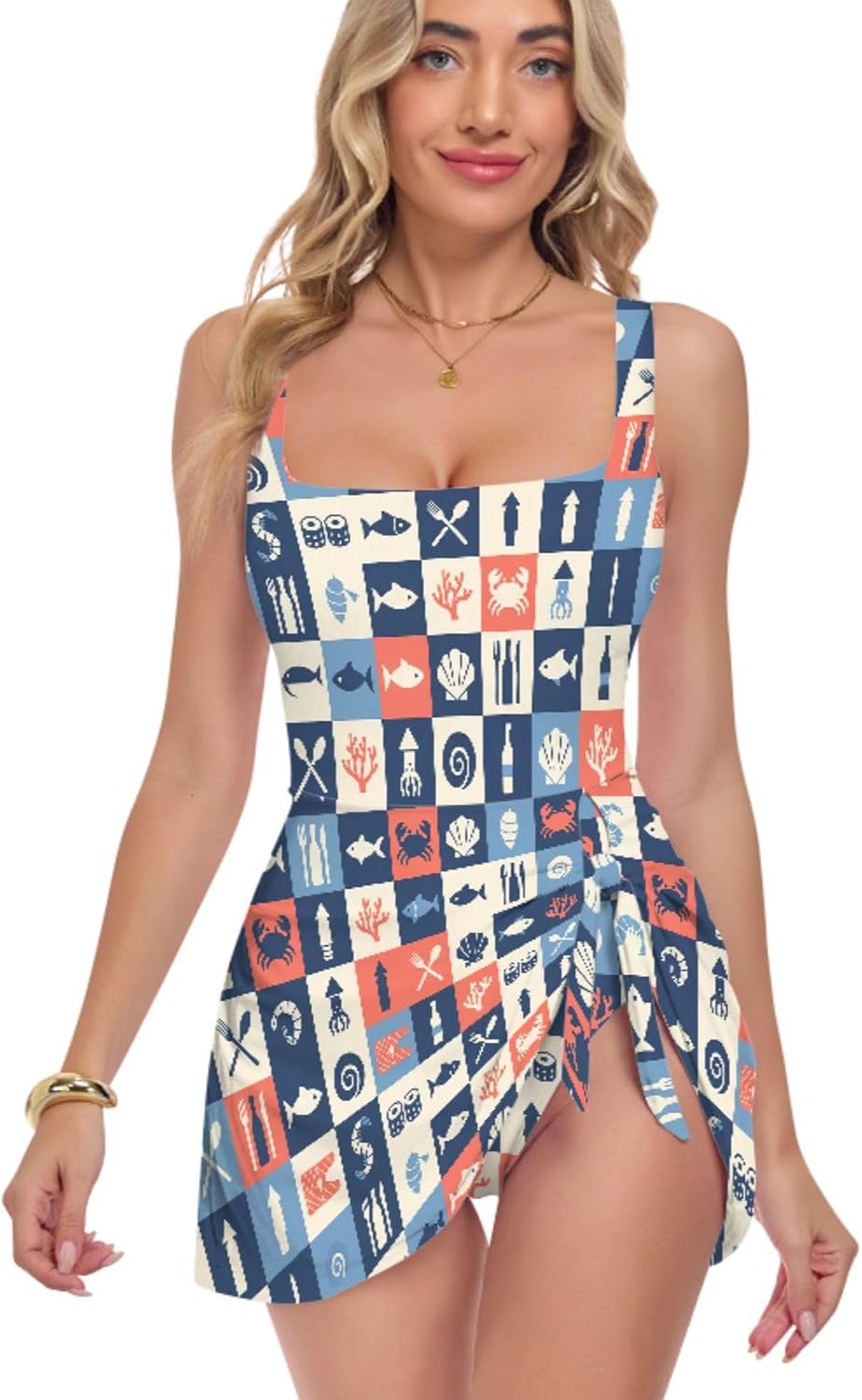 Ocean Animal Women's One Piece Swimsuits Tummy Control Bathing Suits S A23014059
