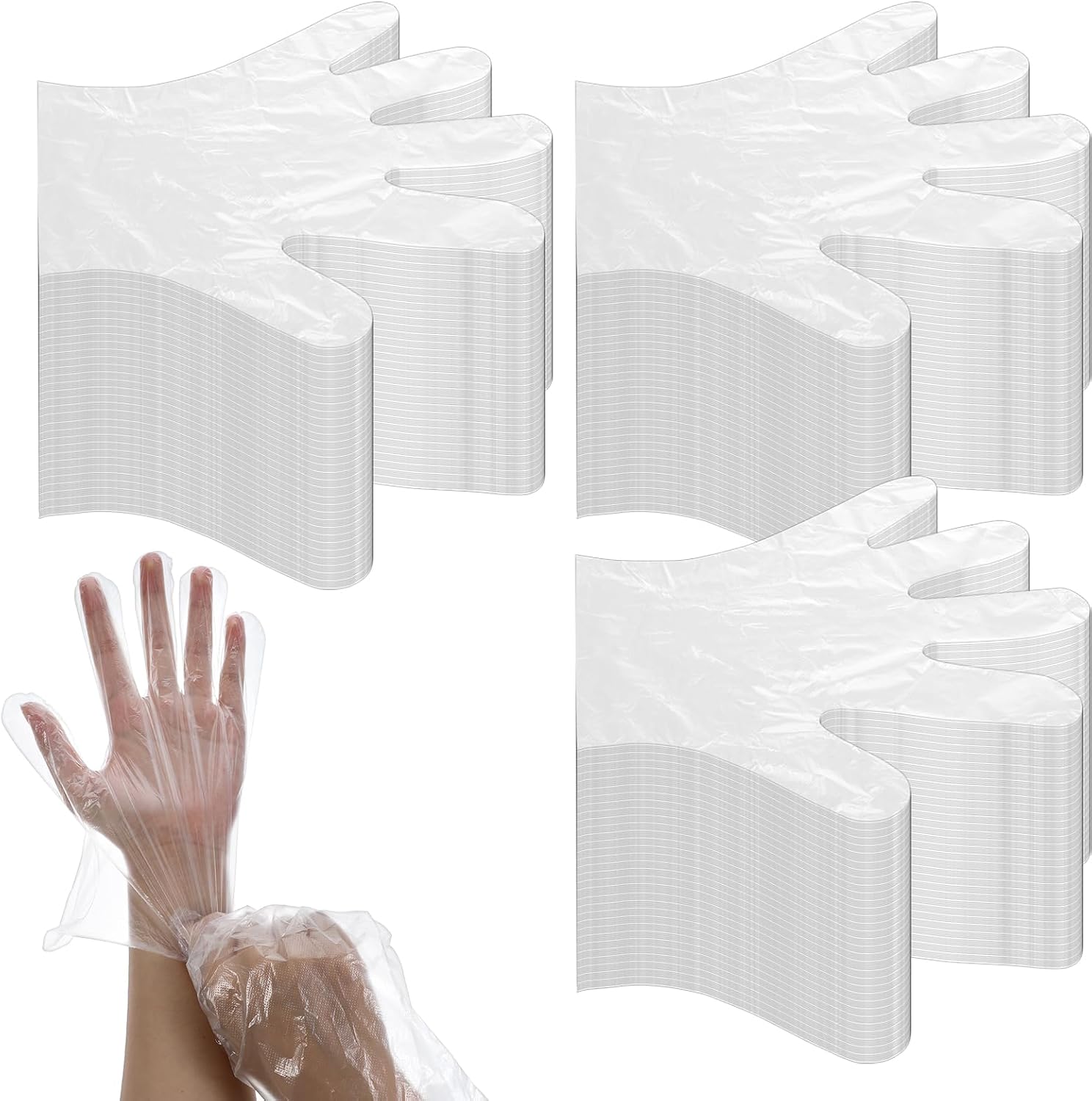 3000 Pcs Plastic Gloves Disposable Transparent for Food Prep, Cleaning