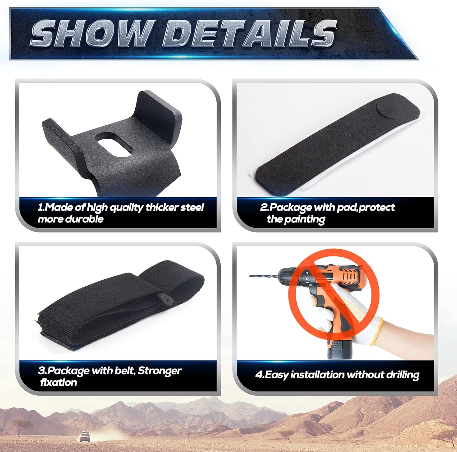 KSP Jack Mount Hood Hinge Door Hinge Bracket Anti-Theft mouting for Je-ep 2007-2018 JK,2018+JL Offroad Black Je-ep 2007-2018 JK,2018+JL Jack mounts