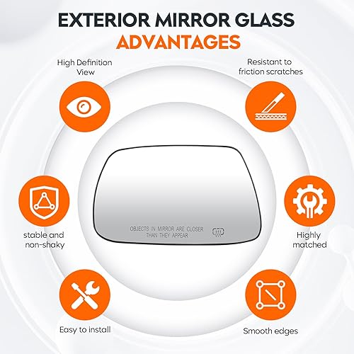 Miniatura 6 de Youxmoto Espejo de remolque de cristal para conductor del lado izquierdo, apto para Jeep Grand Cherokee 2005 2006 2007 2008 2009 2010, calentado con