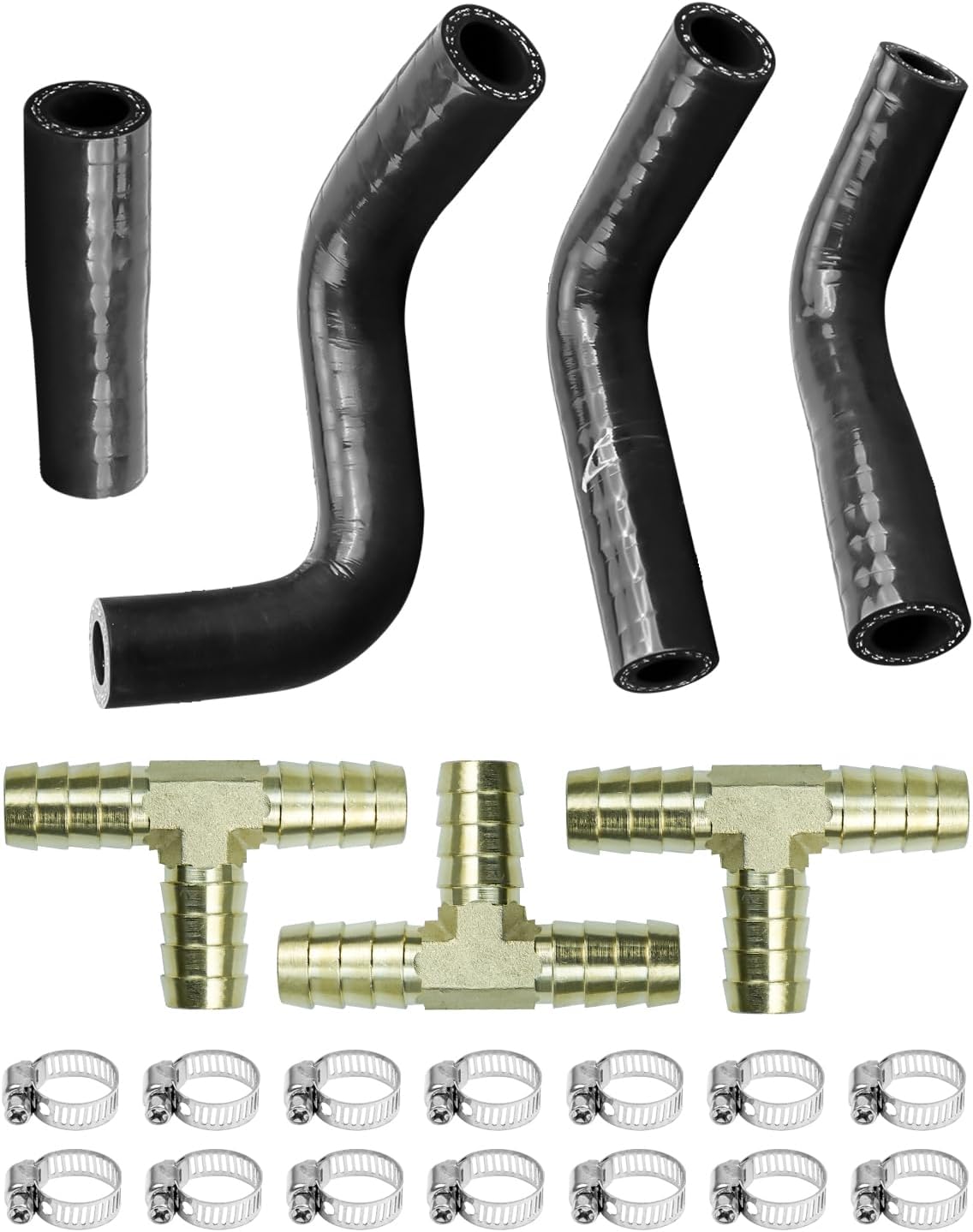 06-009-50005 Coolant Line Repair Hose and Brass T Fitting Set Fit for BMW N63 Engine X5 X6 50iX 550i 650i 750i