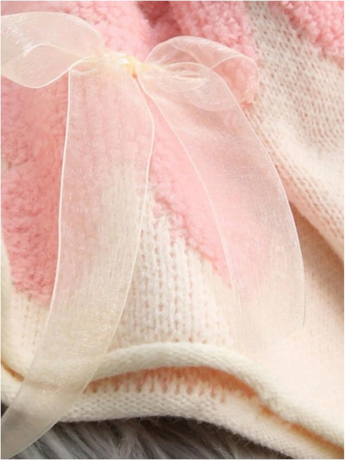 Floerns Women's Bear Long Sleeve Fall Sweater Crew Neck Bowknot Knit Pullover Tops - Image 2